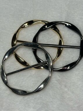 ✨ Vintage Metallic Twisted Scarf Clip & Slide 3-Piece Lot Set ✨